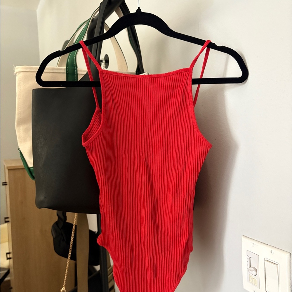 Aritzia red open back bodysuit